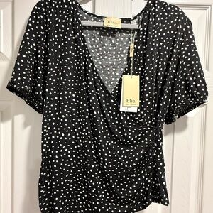 Elie Tahari Black and White Polka Dot Blouse